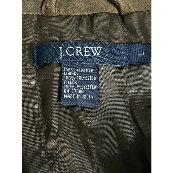 J.Crew Button Down 100% Brown Leather Suede Coat Jacket Size Large #4066 - Picture 5 of 13